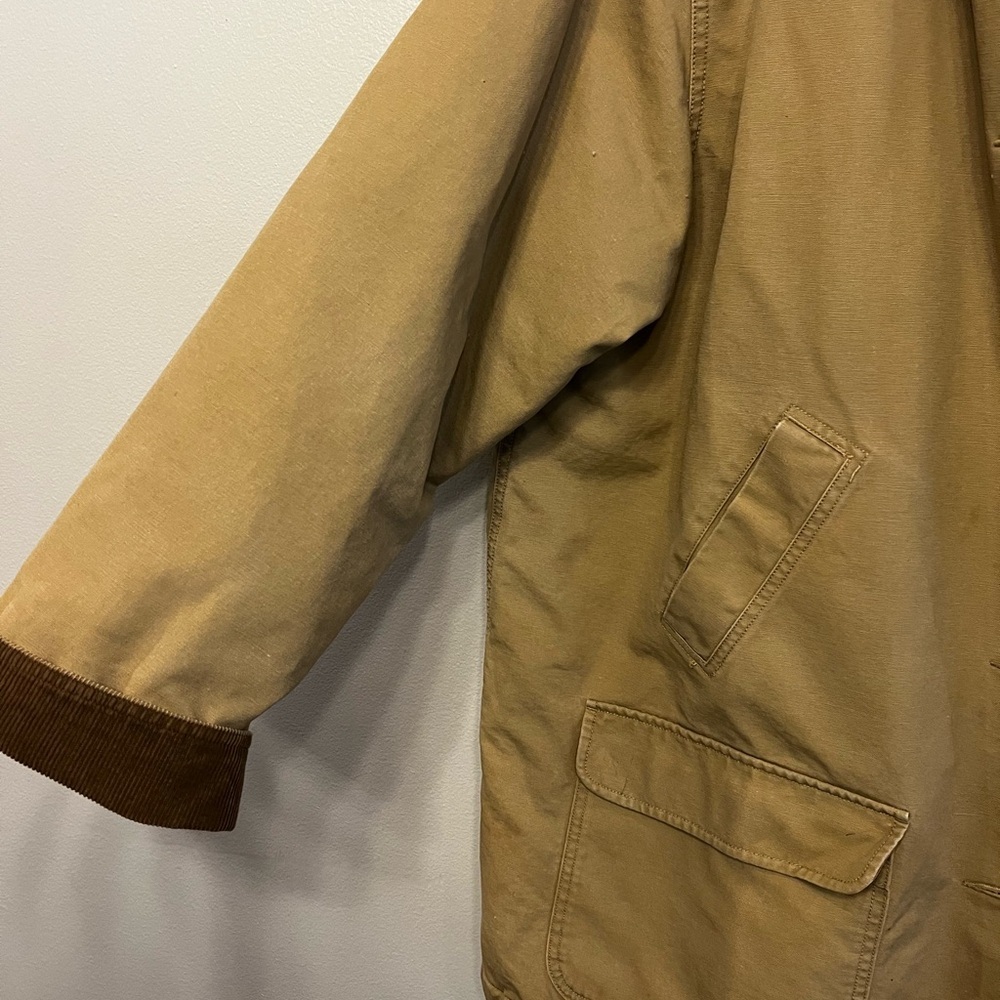 L.L. Bean Tan Field Barn Jacket Quilted with Brown Corduroy Trim Womens Size 3X - Picture 7 of 9